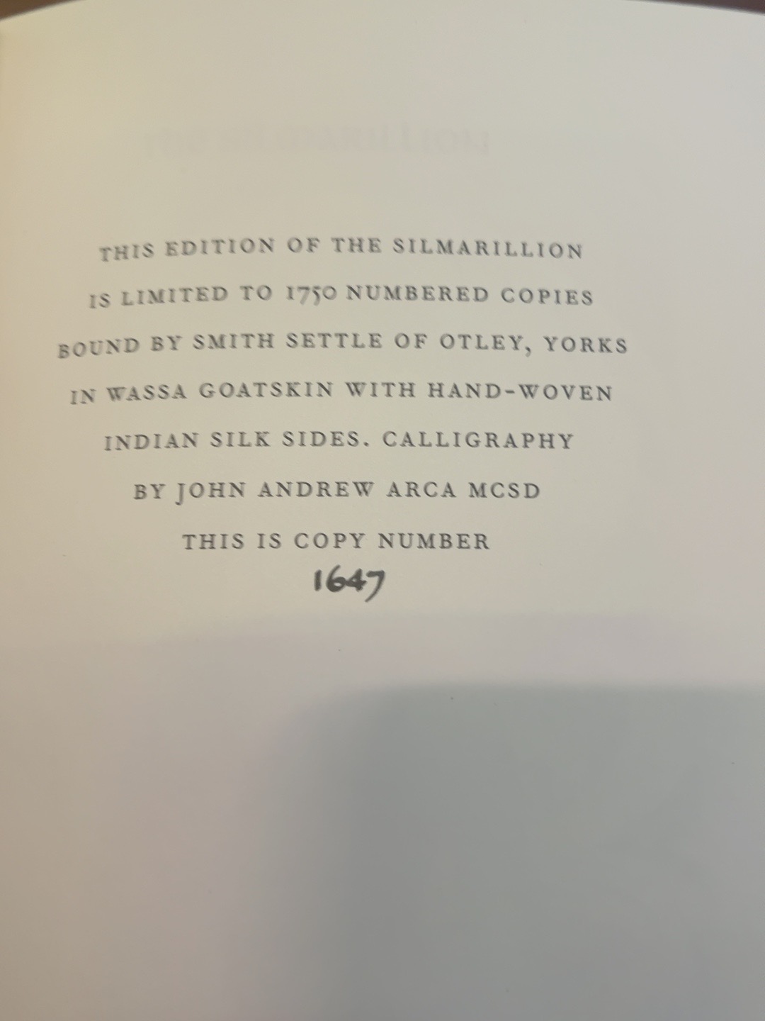 The Silmarillion, catalogue photograph 4