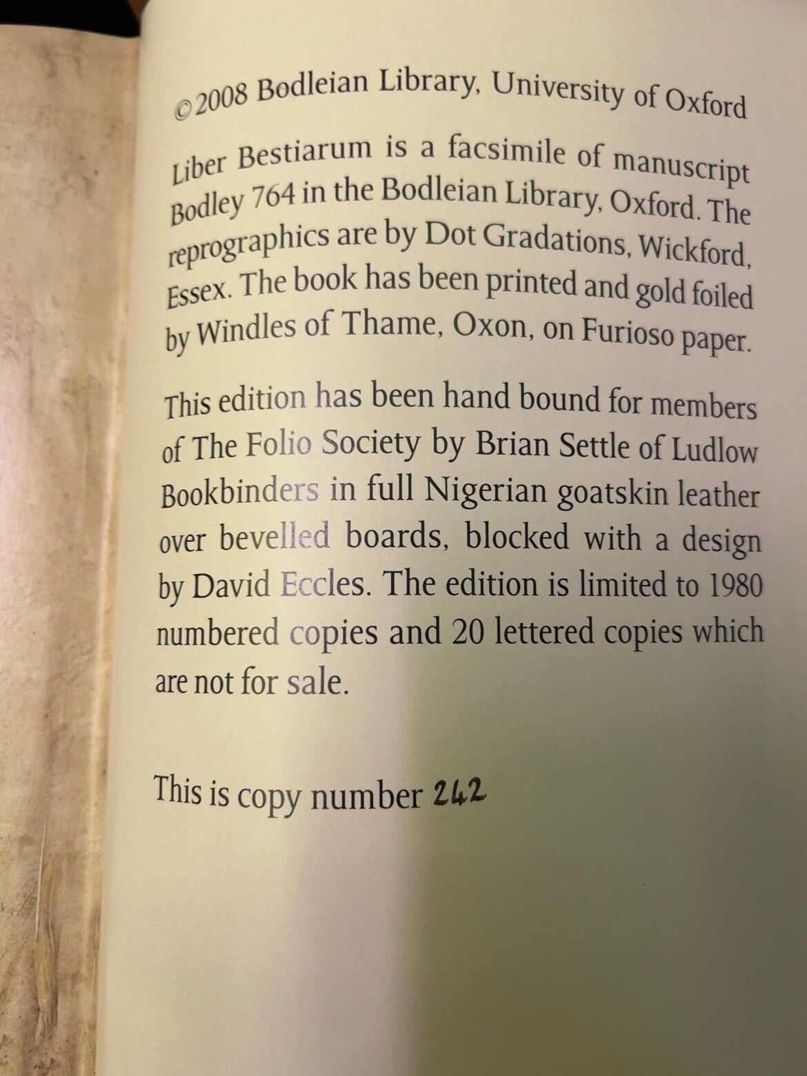 Liber Bestiarum, catalogue photograph 2