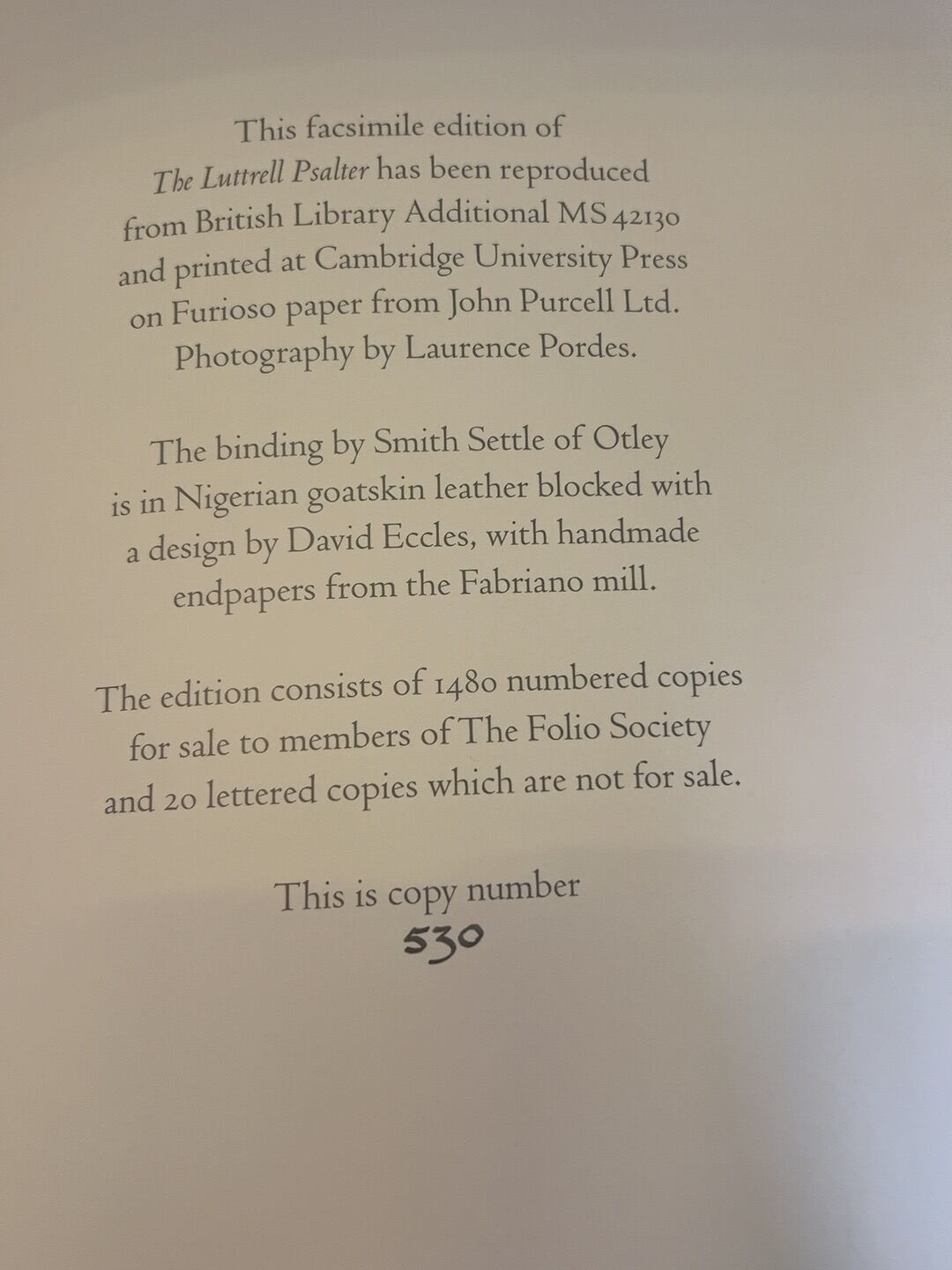 The Luttrell Psalter, catalogue photograph 3