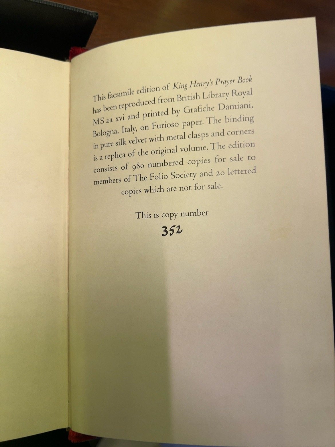 King Henry's Prayer Book, catalogue photograph 2