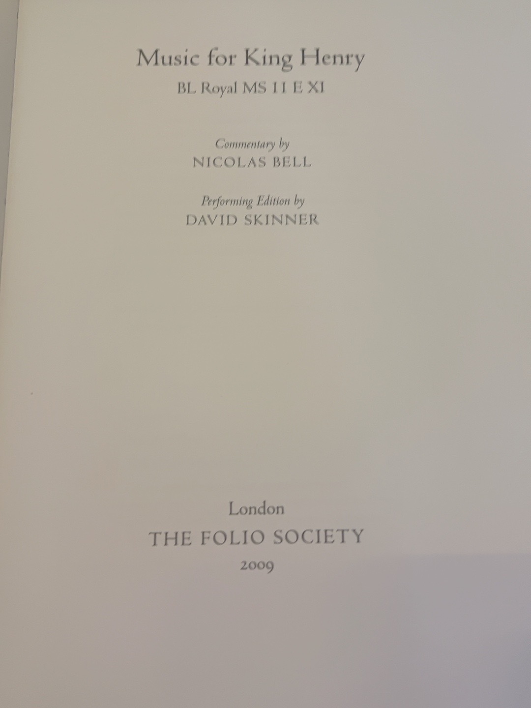Music for King Henry, catalogue photograph 4